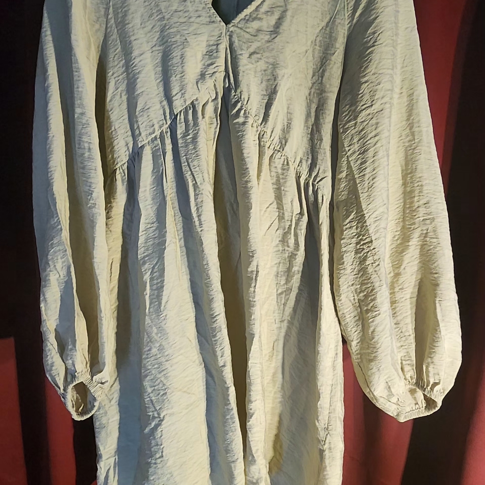 Creamy Green Long Sleeve Flowy Dress